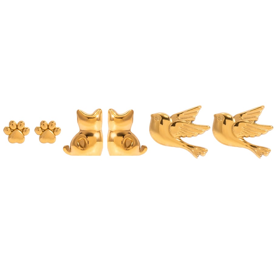 1 Set Vivid Animal Edelstahl Gold Farbe Damen Ohrring Sets