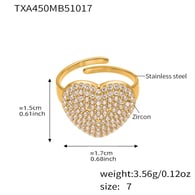 TXA450-Bague Cœur Blanc-Taille 7 Image5