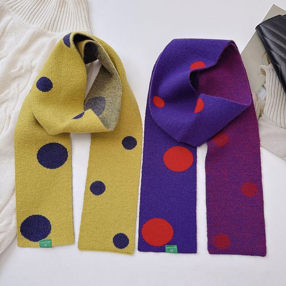 1 Piece Sweet Polka Dots Mixed Color Knitted Winter Scarf 2