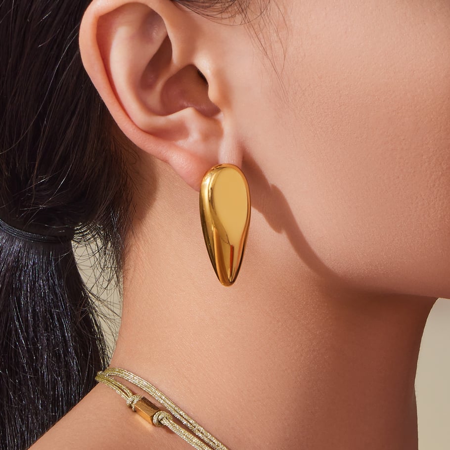 Parures de bijoux modernes pour femmes en acier inoxydable de forme irrégulière, couleur or h5Image2
