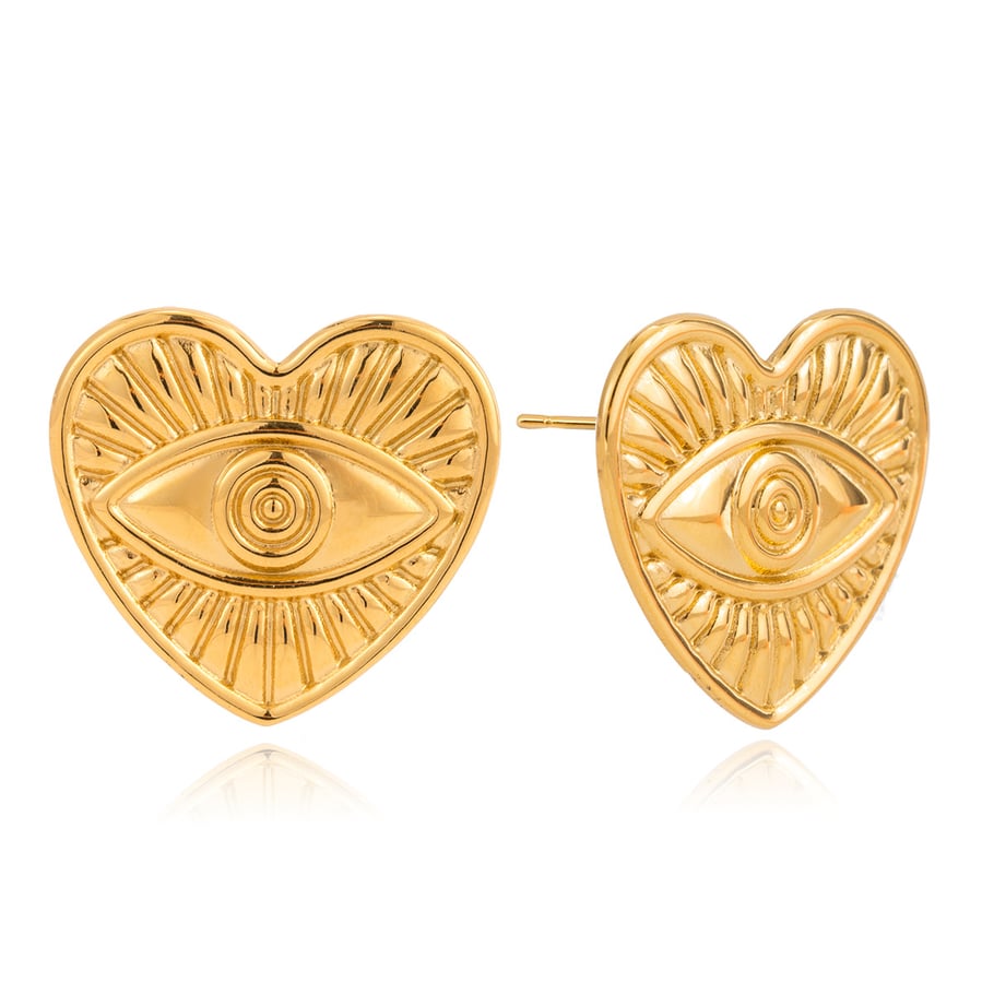 1 Paar Vogue Herz & Auge Edelstahl Gold Farbe frauen Stud Ohrringe