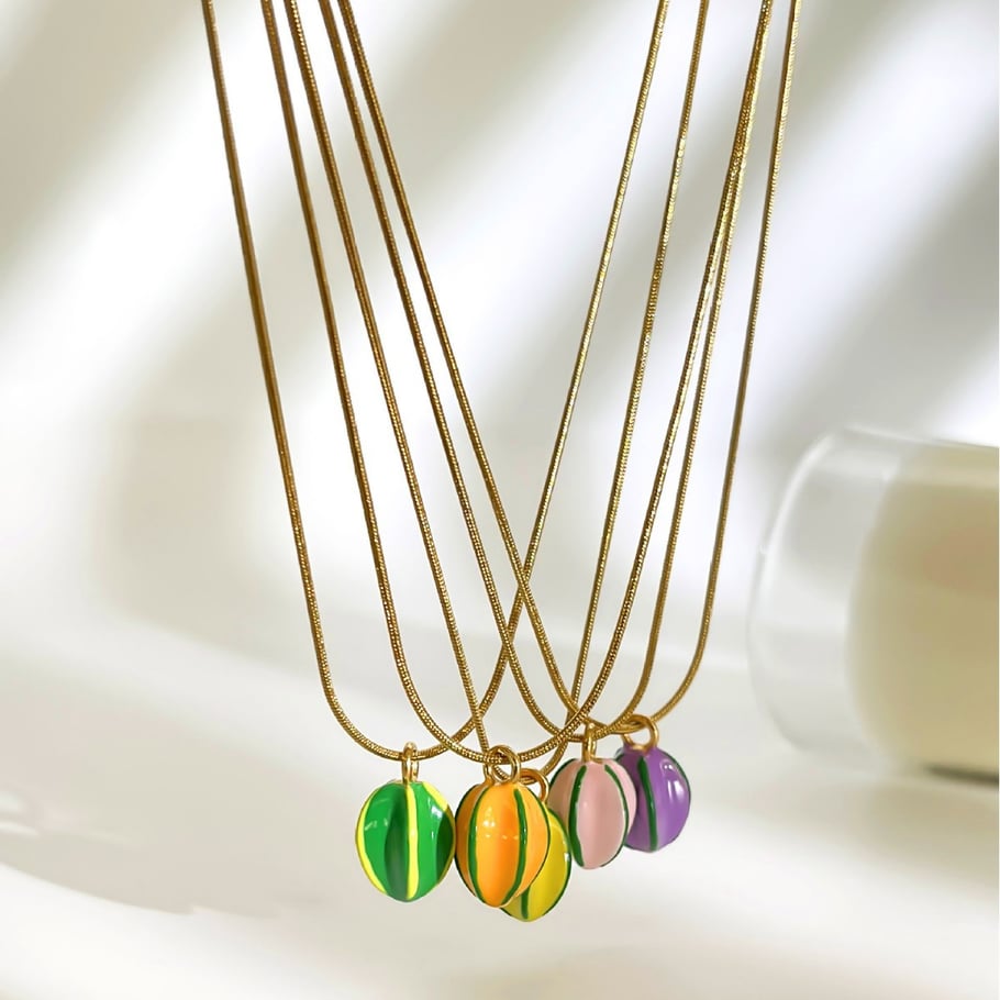 1 Piece Enamel Star Fruit Stainless Steel Pendant Necklace Picture5