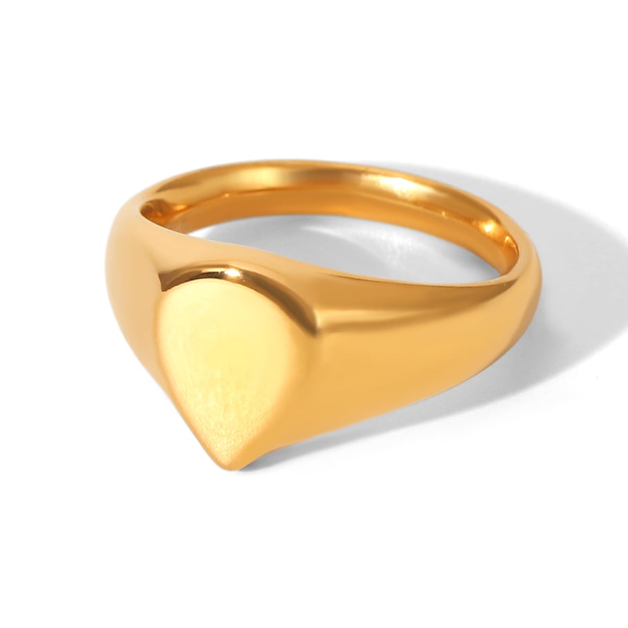 1 Piece Simple Stainless Steel Gold Color Minimalist Ring