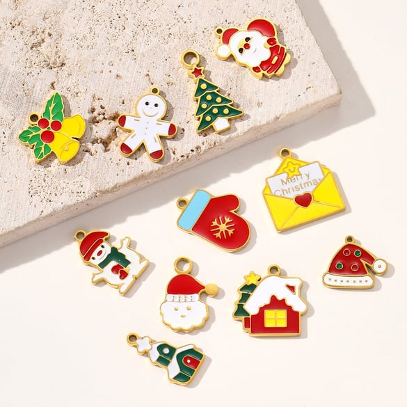1 Stück Damenanhänger aus Edelstahl mit Weihnachtsmuster