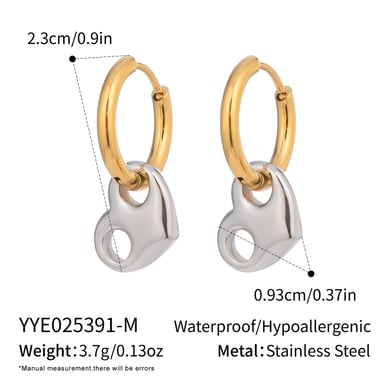 1 par de pendientes colgantes de acero inoxidable con forma de corazón y colores variados h5 