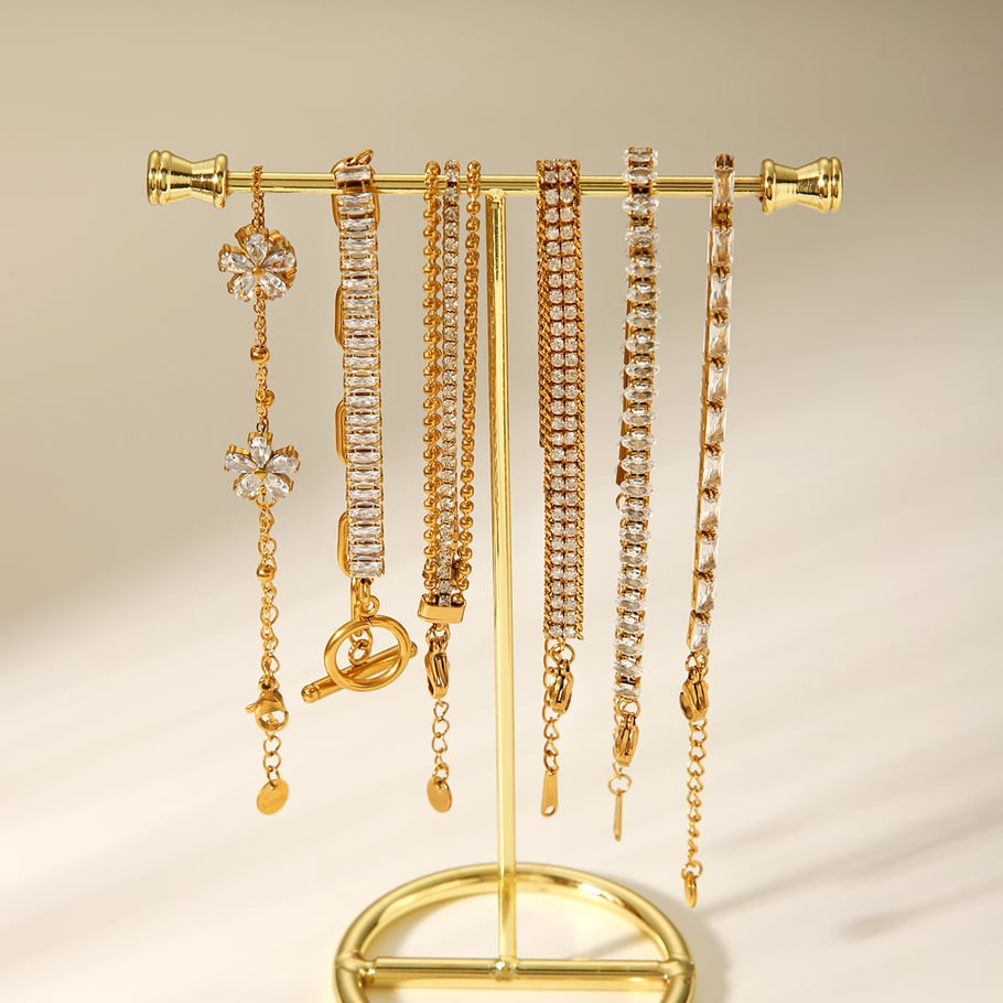 1 stuk luxe serie roestvrijstalen armband met gouden zirkonia h5Afbeelding4