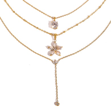 1 Stück anspruchsvolle Blume Edelstahl Gold Farbe Zirkon Damen Anhänger Halsketten h5 Bild6