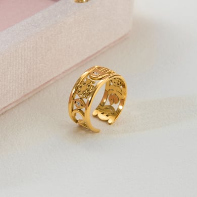 1 Stück luxuriöse Statement-Ringe aus Edelstahl mit Teufelsauge in Goldfarbe h5 Bild5