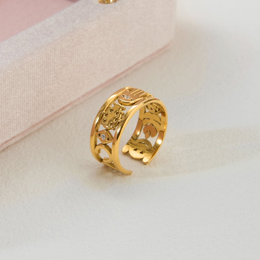 1 Stück luxuriöse Statement-Ringe aus Edelstahl mit Teufelsauge in Goldfarbe h5Bild5