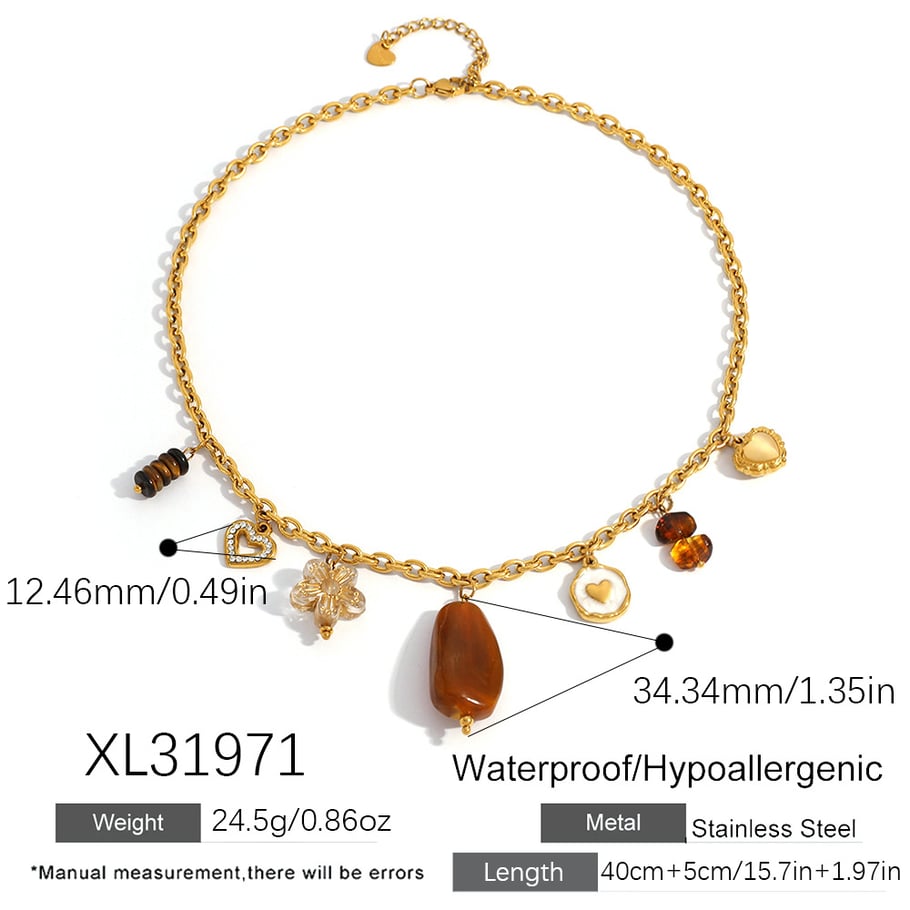 Collier pendentif en acier inoxydable pour femme, 1 pièce, motif cœur et fleur, idéal pour un usage quotidien