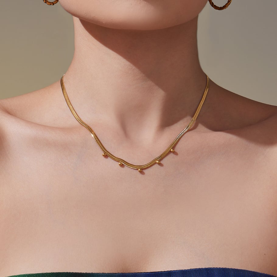 Collier avec pendentif romantique en acier inoxydable doré pour femme, motif cœur et balançoires h5Image4