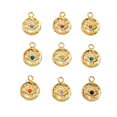 1 Piece Classic DIY Devil's Eye Circle Stainless Steel   Gold Color  Women's Pendants h5 Picture4