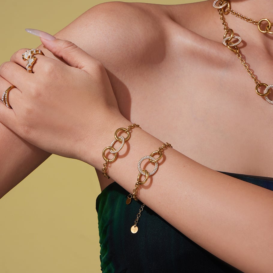 Ensembles de bijoux luxueux pour femmes en acier inoxydable couleur or h5Image4