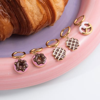 1 paio di orecchini pendenti da donna in acciaio inossidabile color oro a forma di pane delicato h5 Immagine4