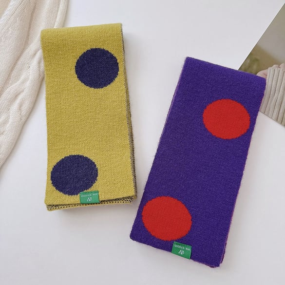 1 Piece Sweet Polka Dots Mixed Color Knitted Winter Scarf