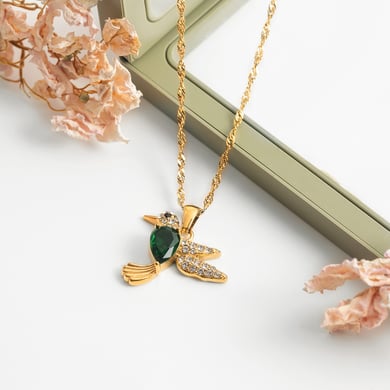 1 Stück Radiant Zirkon Vögel Edelstahl Gold Farbe Damen Anhänger Halsketten h5 Bild3