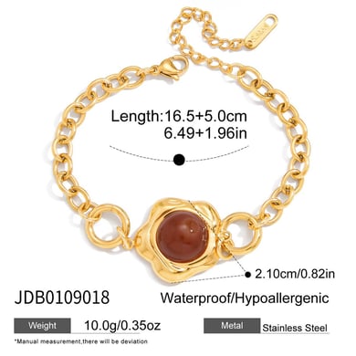 1 Stück luxuriöse Blumen-Armbänder aus Edelstahl in Goldfarbe und Acryl für Damen h5 Bild2