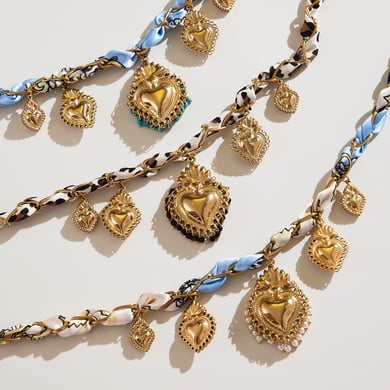 Parures de bijoux pour femmes en acier inoxydable couleur or et pierre naturelle Vogue Heart h5 Image3
