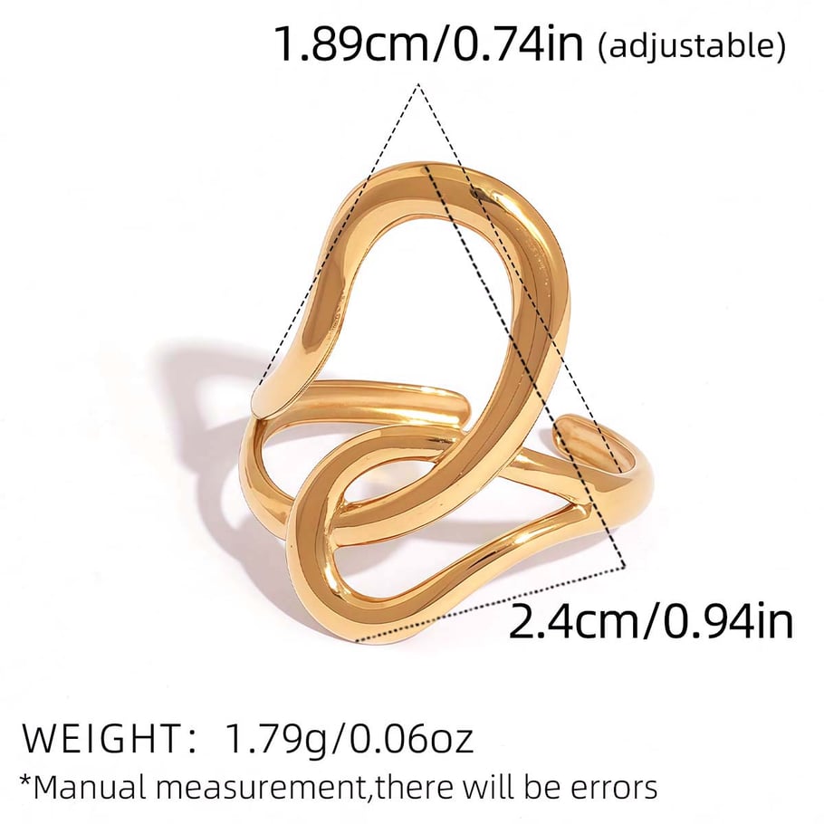 1 Piece Simple Irregular Shape Stainless Steel Gold Color Women's Statement Rings h5Picture2