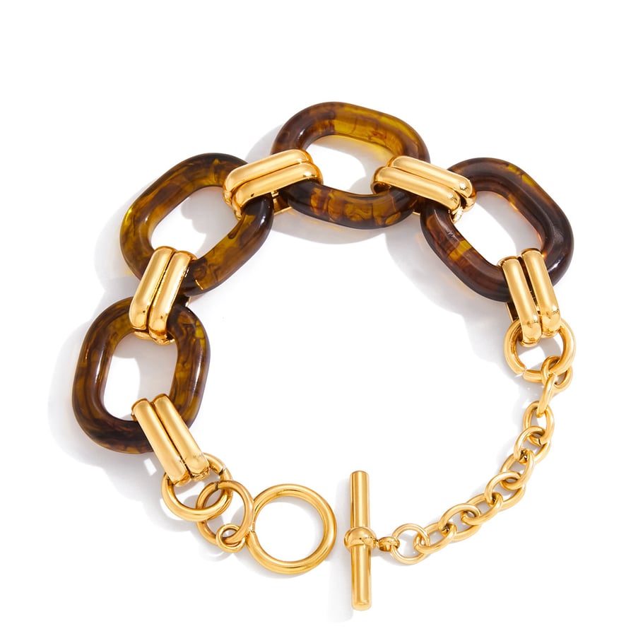 Braccialetti a catena da donna in acciaio inossidabile e acrilico con sfumatura di colore classico, 1 pezzo 