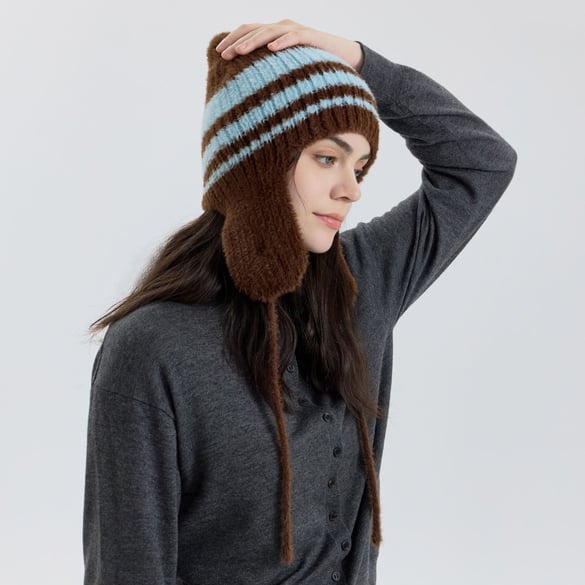 1 Piece Retro Strip Nylon Knitted Hat 2