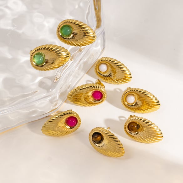 1 paire de boucles d&#39;oreilles à tige simples rétro en acier inoxydable pour femme 2