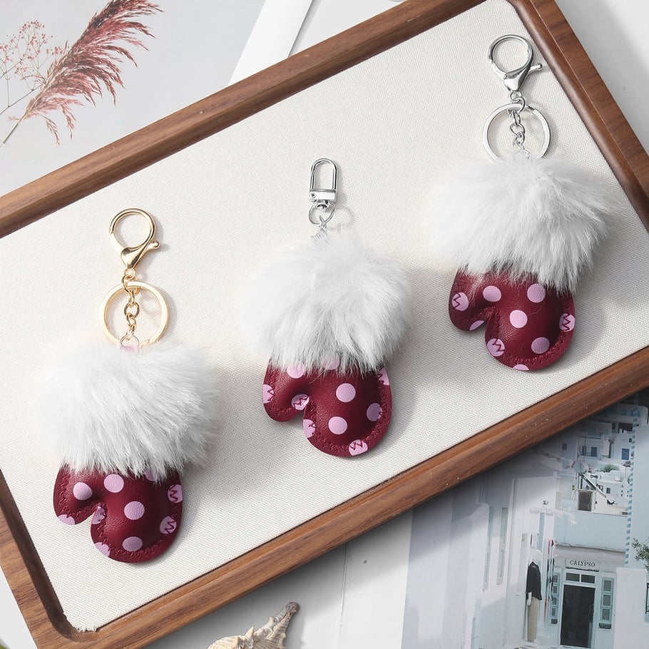 1 Adet Polka Dots Eldiven Deri Kadın Çanta Süsü h5Resim4