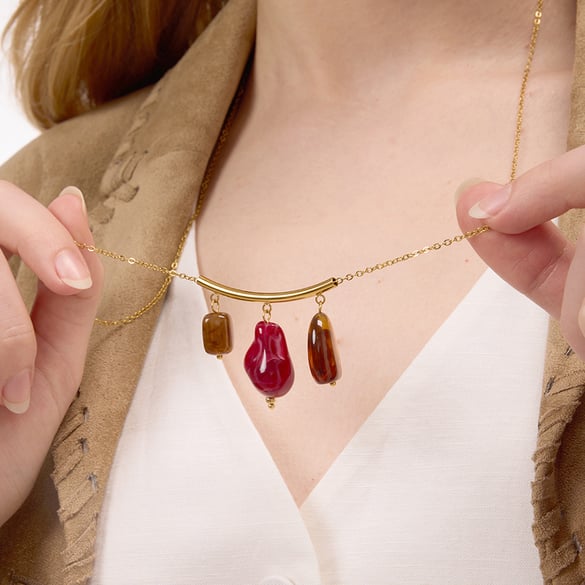 1 Stück glamouröse unregelmäßige Form Acryl Edelstahl Gold Farbe Damen Anhänger Halsketten