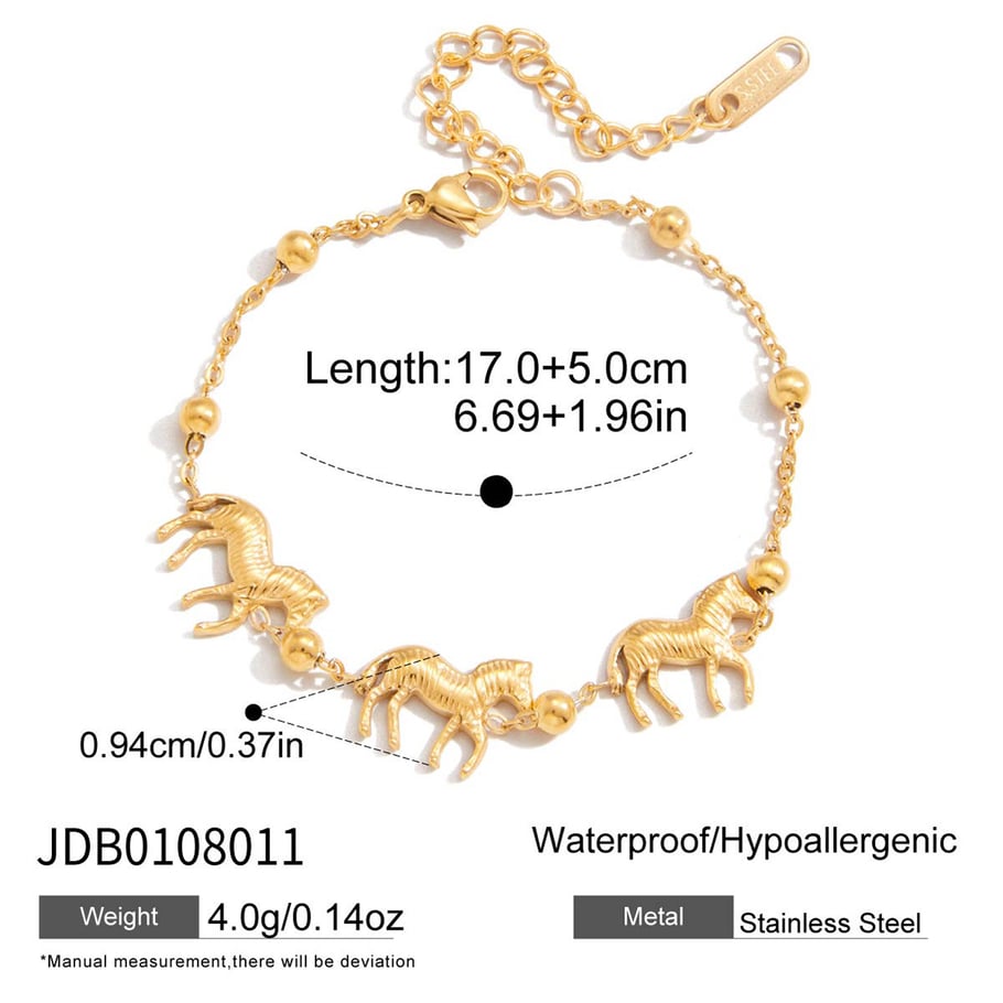 1 Stück luxuriöse Zebra-Charm-Armbänder aus Edelstahl in Goldfarbe für Damen h5Bild2