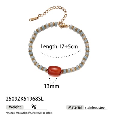 Retro Stainless Steel Natural Stone Beads Bracelets Set h5 