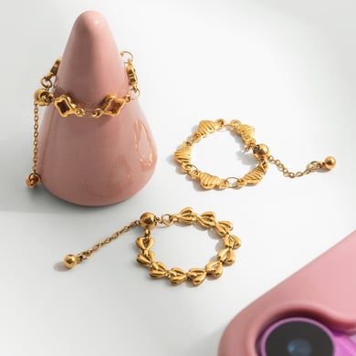 1 Stück süße Herz-Statement-Ringe aus Edelstahl in Goldfarbe h5 Bild6
