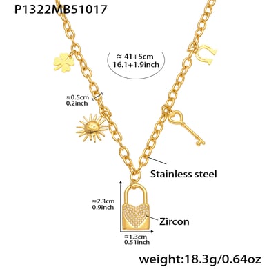 Collier avec pendentif en forme de fleur exquise en acier inoxydable couleur or pour femme h5 