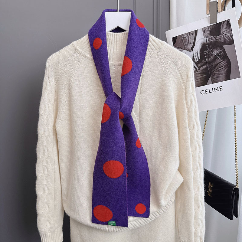 1 Piece Sweet Polka Dots Mixed Color Knitted Winter Scarf h5Picture3