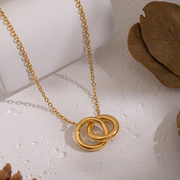 Collier pendentif simple en acier inoxydable couleur or, 1 pièce