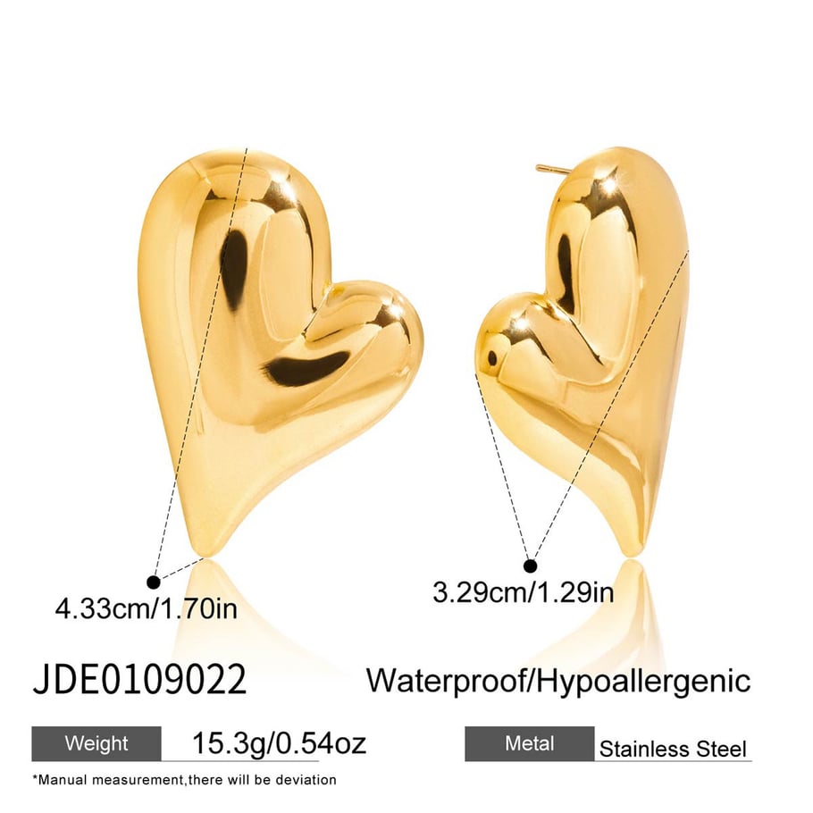 Klassisches unregelmäßiges Herz Edelstahl Goldfarben Damen Schmuck Sets h5Bild2