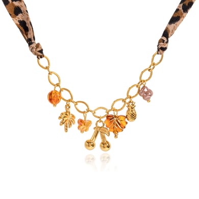 1 Piece Retro Cherry Stainless Steel Gold Color Acrylic Women's Pendant Necklaces h5 