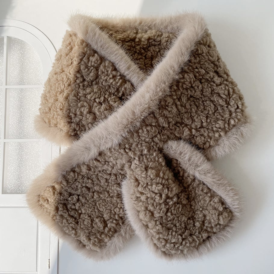 1 Piece Cute Mixed Color Rayon Plush Winter Scarf