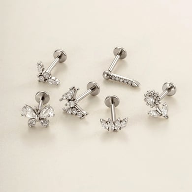 1 stuk bloem vlinder roestvrij staal goudkleurige zirkonia dames piercing oorbellen h5 Afbeelding3