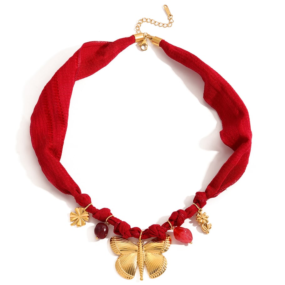 1 Stück Charmante Schmetterling Edelstahl Gold Farbe Damen Anhänger Halsketten