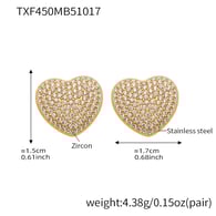 TXF450-Boucles d&#39;oreilles cœur blanc Image3