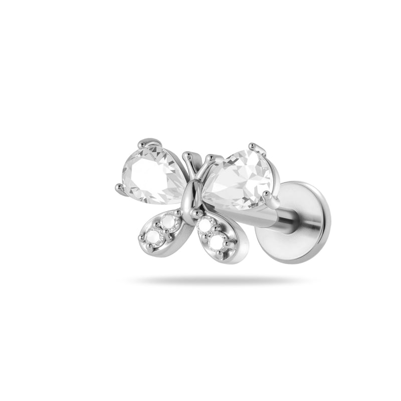 1 stuk bloem vlinder roestvrij staal goudkleurige zirkonia dames piercing oorbellen