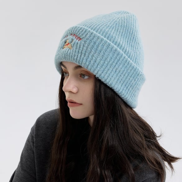 1 Piece Cute Embroidered Dog Rayon Knitted Hat 2