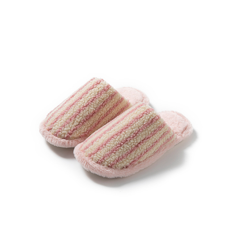 1 paar kleurblokkerende gestreepte pluche pantoffels