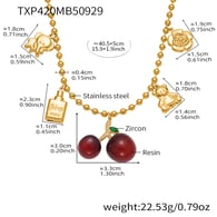TXP420-Collier DIY Cerise Dorée 40+5cm Image2