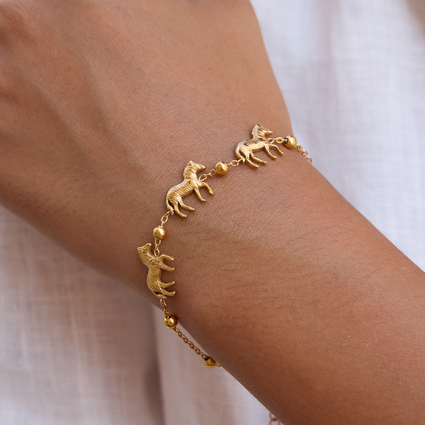1 Stück luxuriöse Zebra-Charm-Armbänder aus Edelstahl in Goldfarbe für Damen h5Bild4