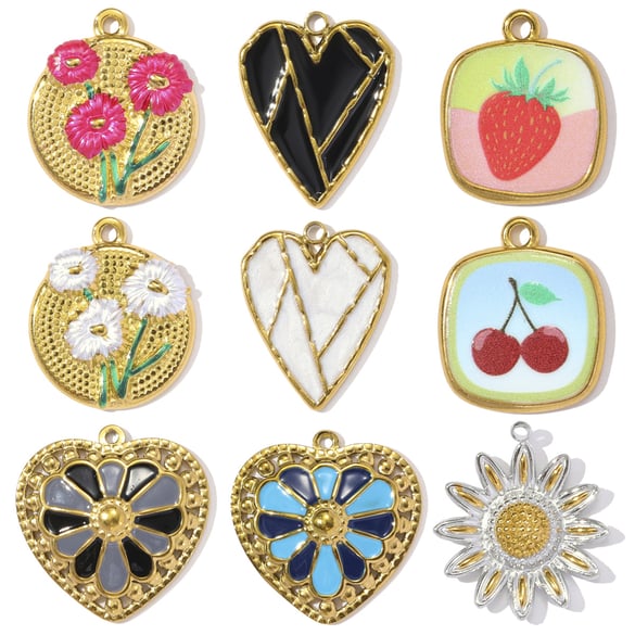 1 colgante de acero inoxidable con forma de corazón de colores para mujer 2