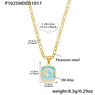 P1025-Collier pendentif bleu 40+5cm Image3