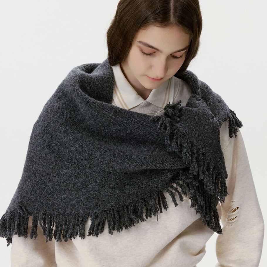 Sciarpa invernale da donna in lana con nappe, classica, tinta unita, 1 pezzo