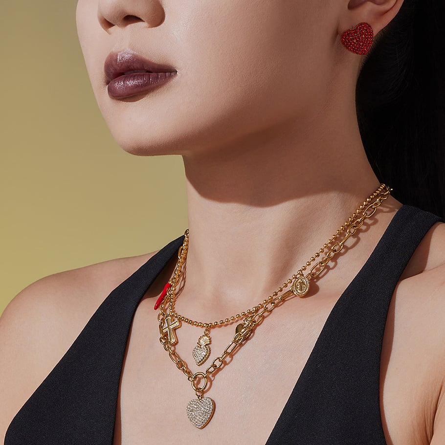 Parures de bijoux luxueuses en acier inoxydable et zircon couleur or pour femmes h5Image4