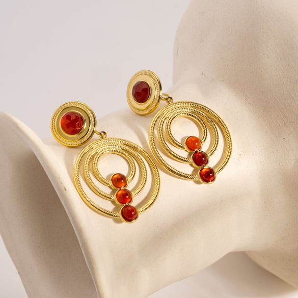 1 paire de boucles d&#39;oreilles pendantes simples en acier inoxydable pour femme, style rétro